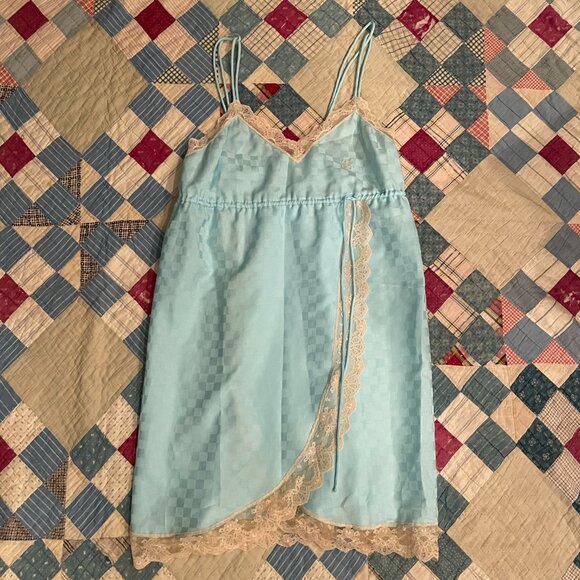 Vintage 70s Givenchy Intimates Chemise Peignoir Nightgown Angel Sleeve Robe Lace - Picture 10 of 16